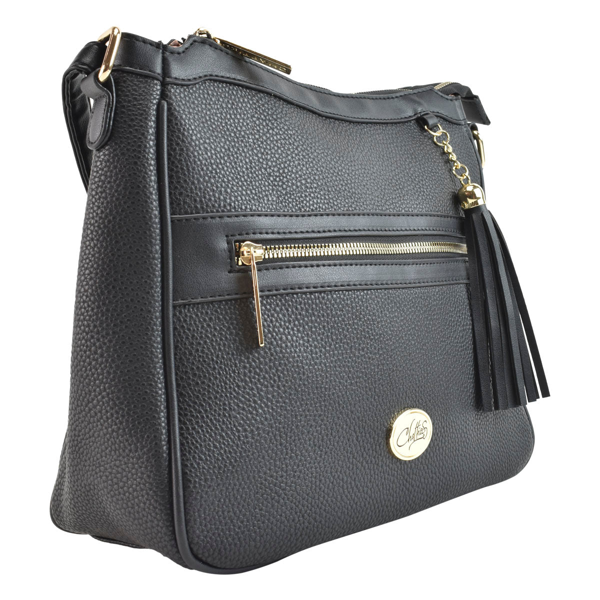 Bolsa De Dama Tipo Bandolera Chatties Diseño Color Negro