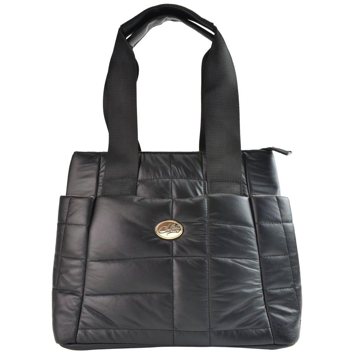 Bolsa Para Dama Diseño Capitonado Suave Color Negro