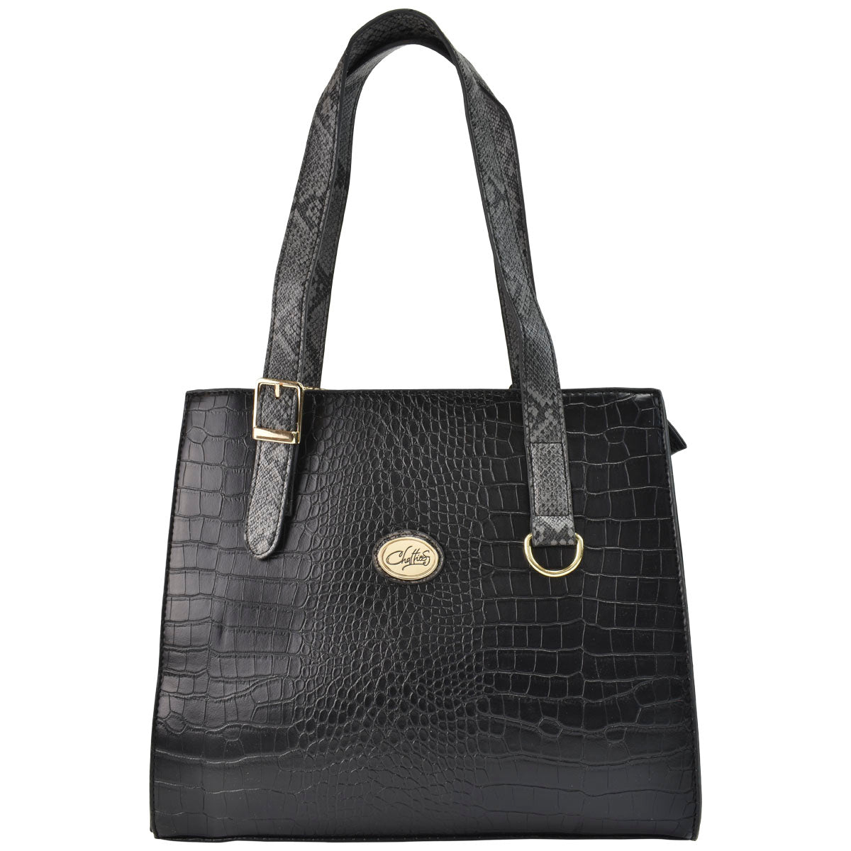 Bolsa Tote Con Efecto Piel De Cocodrilo Color Negro