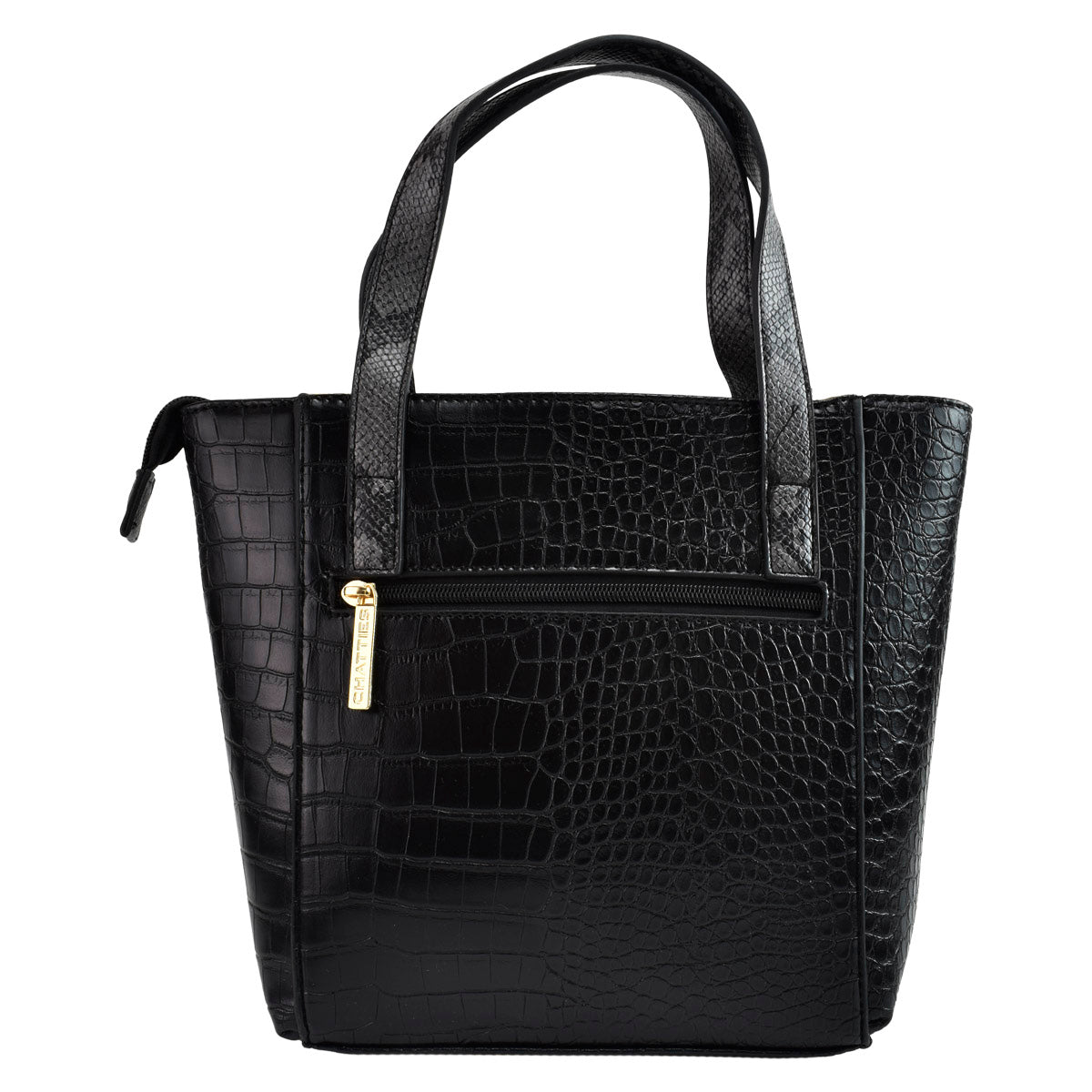 Bolsa Tote Con Asas Animal Print Negro