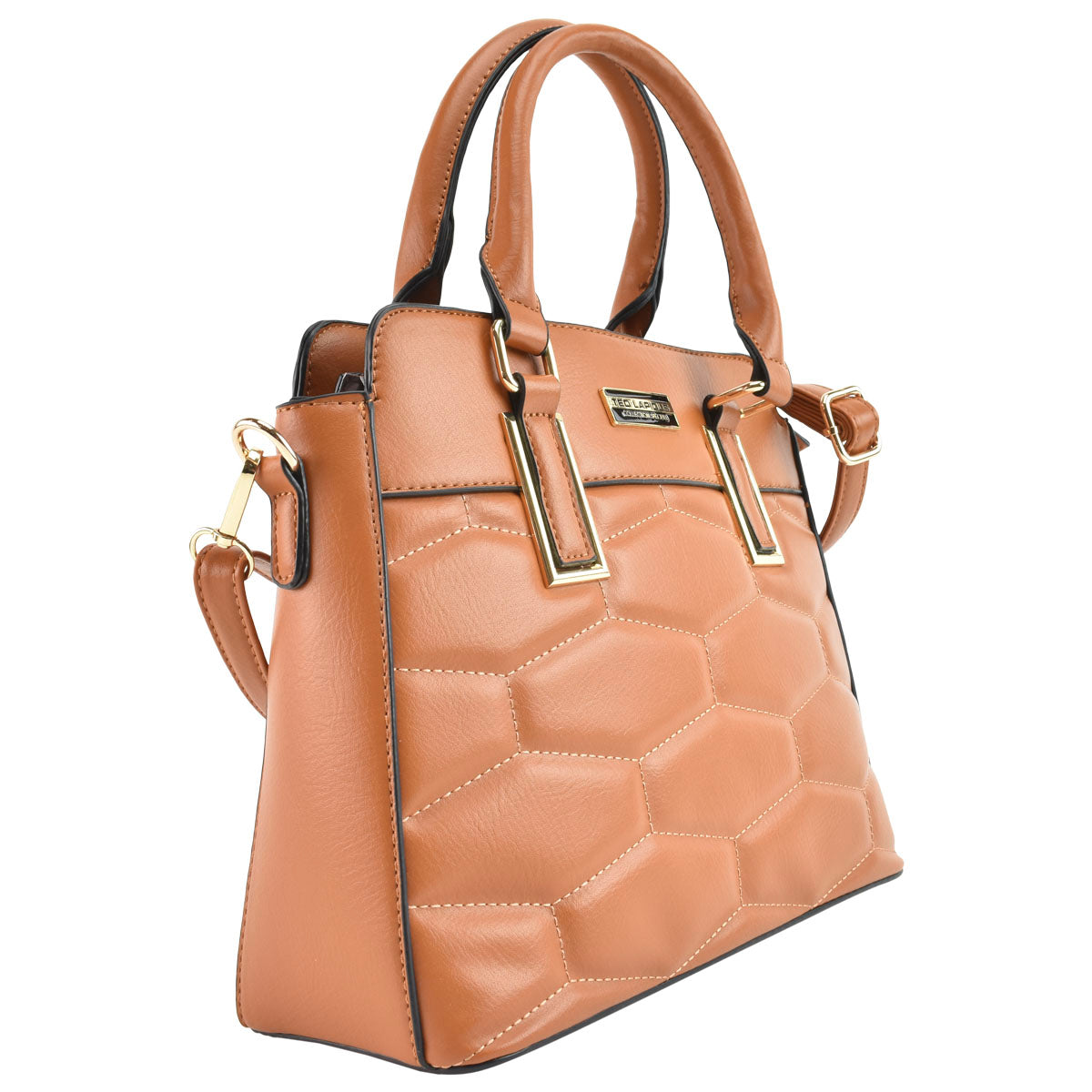 Bolsa De Mano Mini Tote Con Correa Desprendible Color Camello