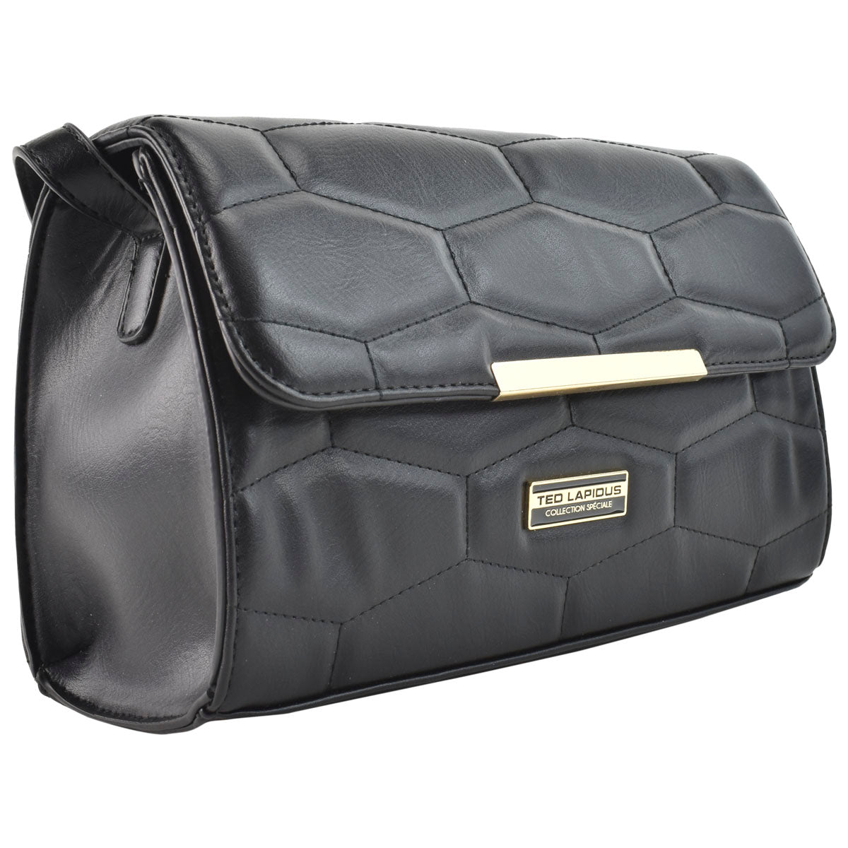 Bolsa Bandolera Para Dama Correa Reforzada Color Negro Ted Lapidus