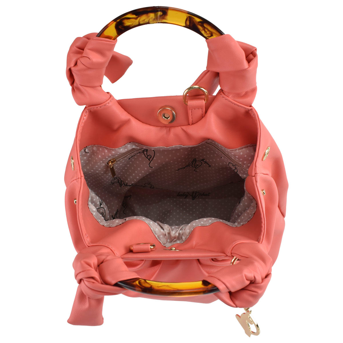Bolsa Para Mujer Baby Phat Con Asa De Plástico Color Coral