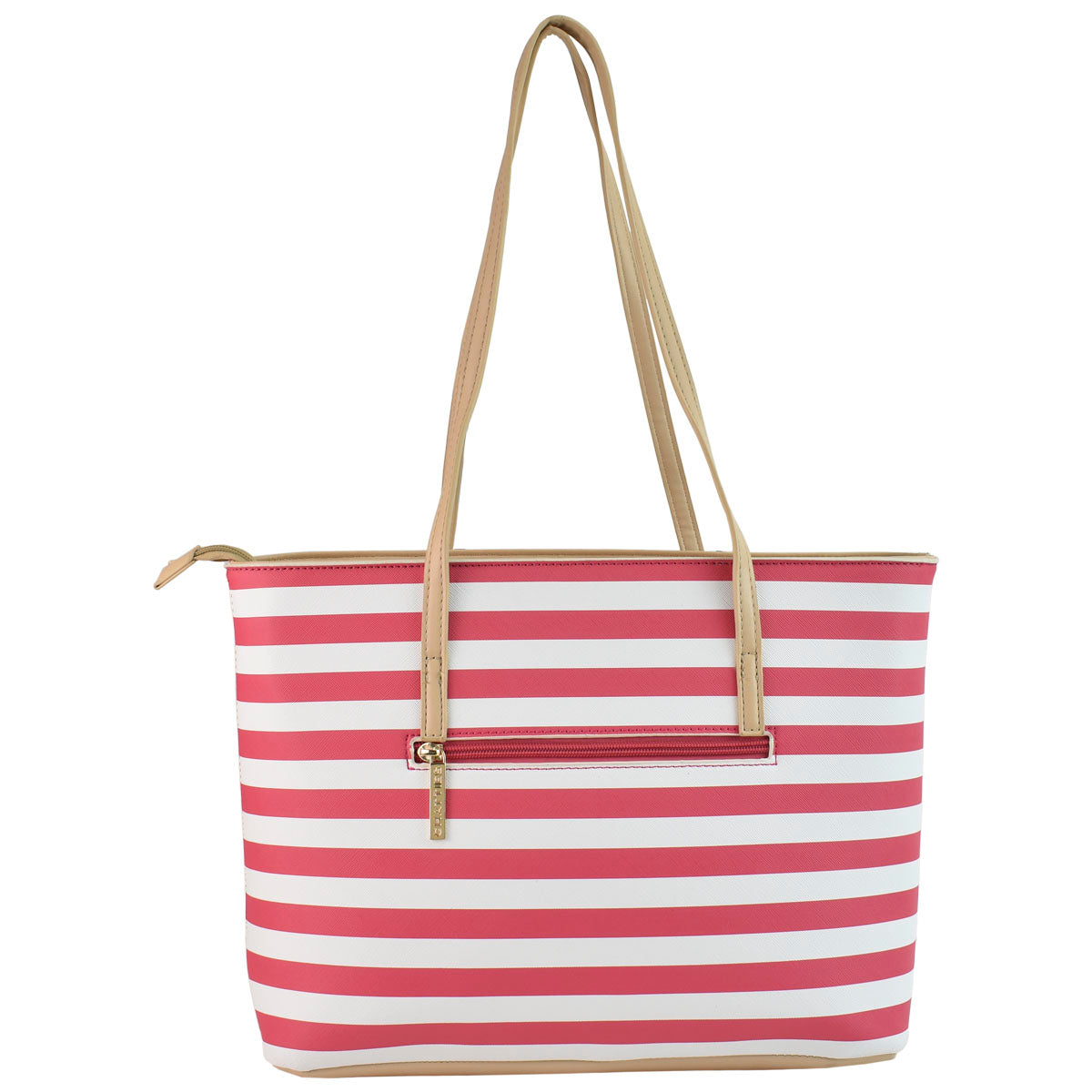 Bolsa Para Dama Con Monedero Rayas Chatties Asas Color Marfil