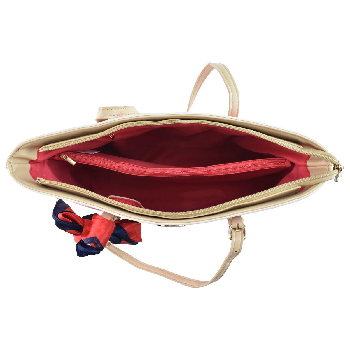 Bolsa Para Dama Con Monedero Rayas Chatties Asas Color Marfil
