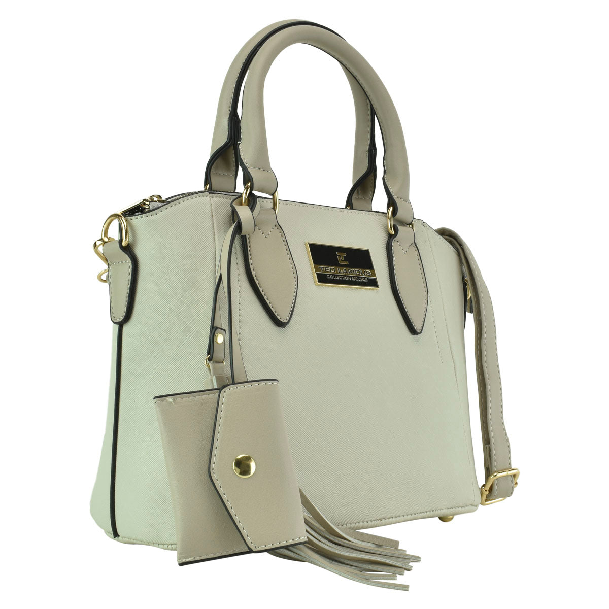 Bolsa Ted Lapidus Tipo Tote Color Gris Más Monedero