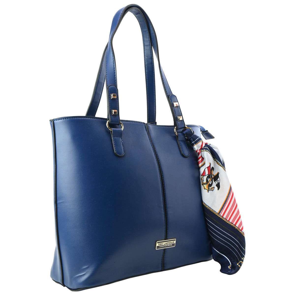 Bolsa Ted Lapidus Tote Azul Para Mujer Con Moño Decorativo