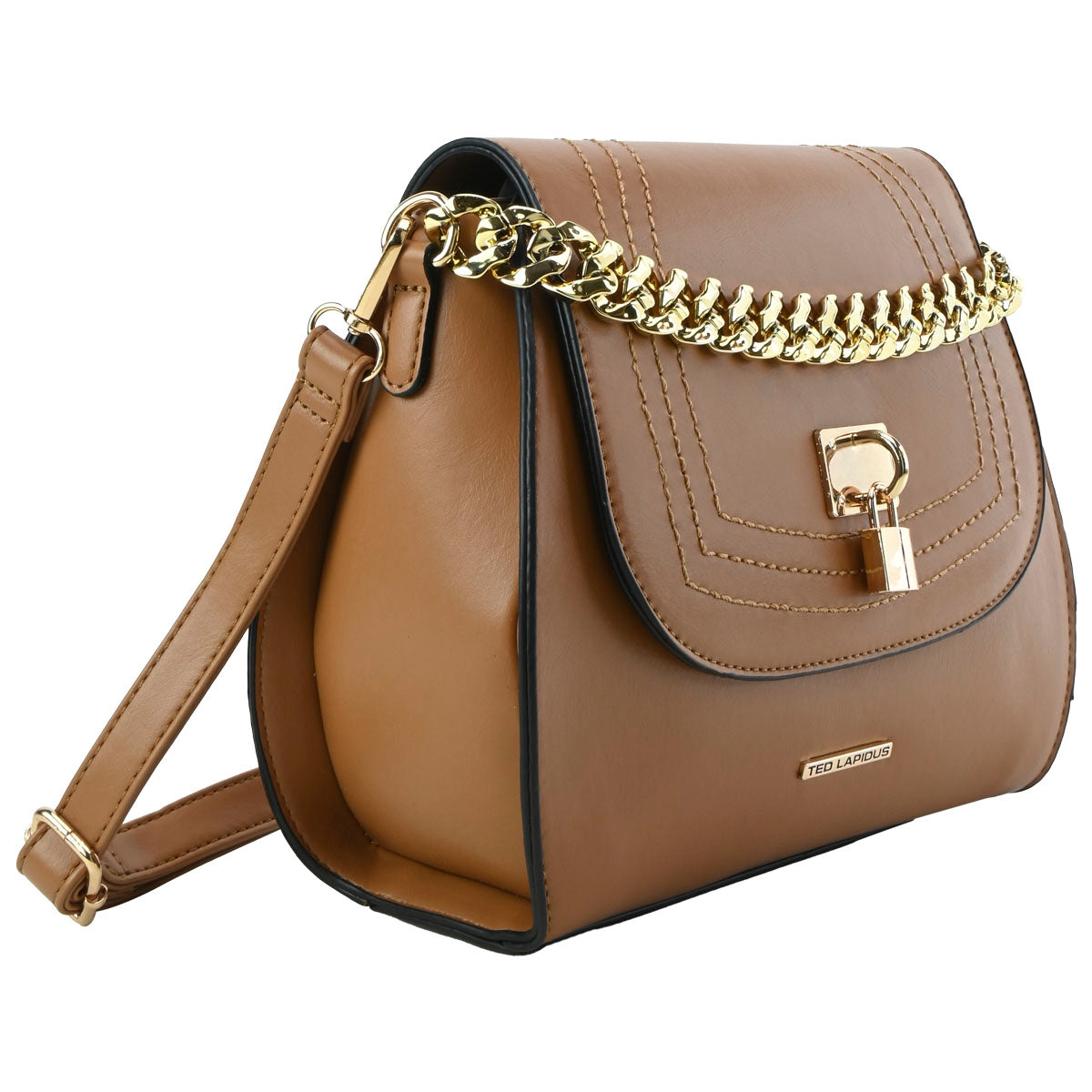 Bolsa Para Dama Ted Lapidus Tipo Saddle Color Camello