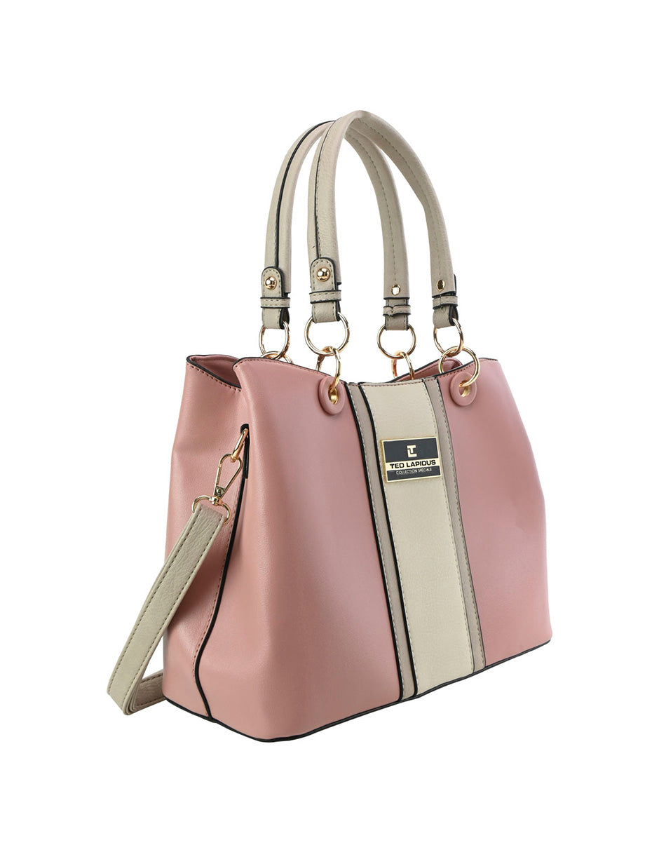 Bolso Tote Ted Lapidus Con Correa Ajustable Rosa