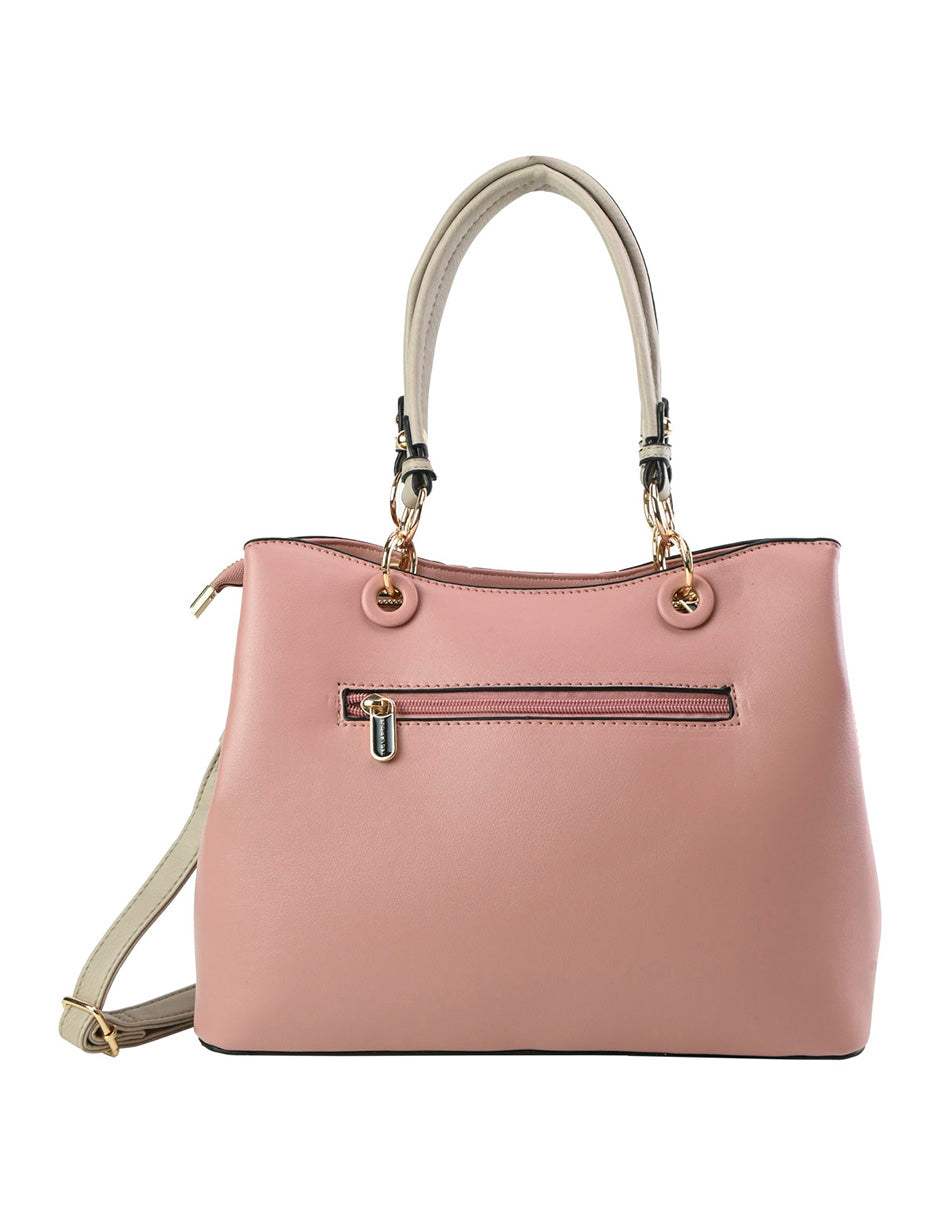 Bolso Tote Ted Lapidus Con Correa Ajustable Rosa