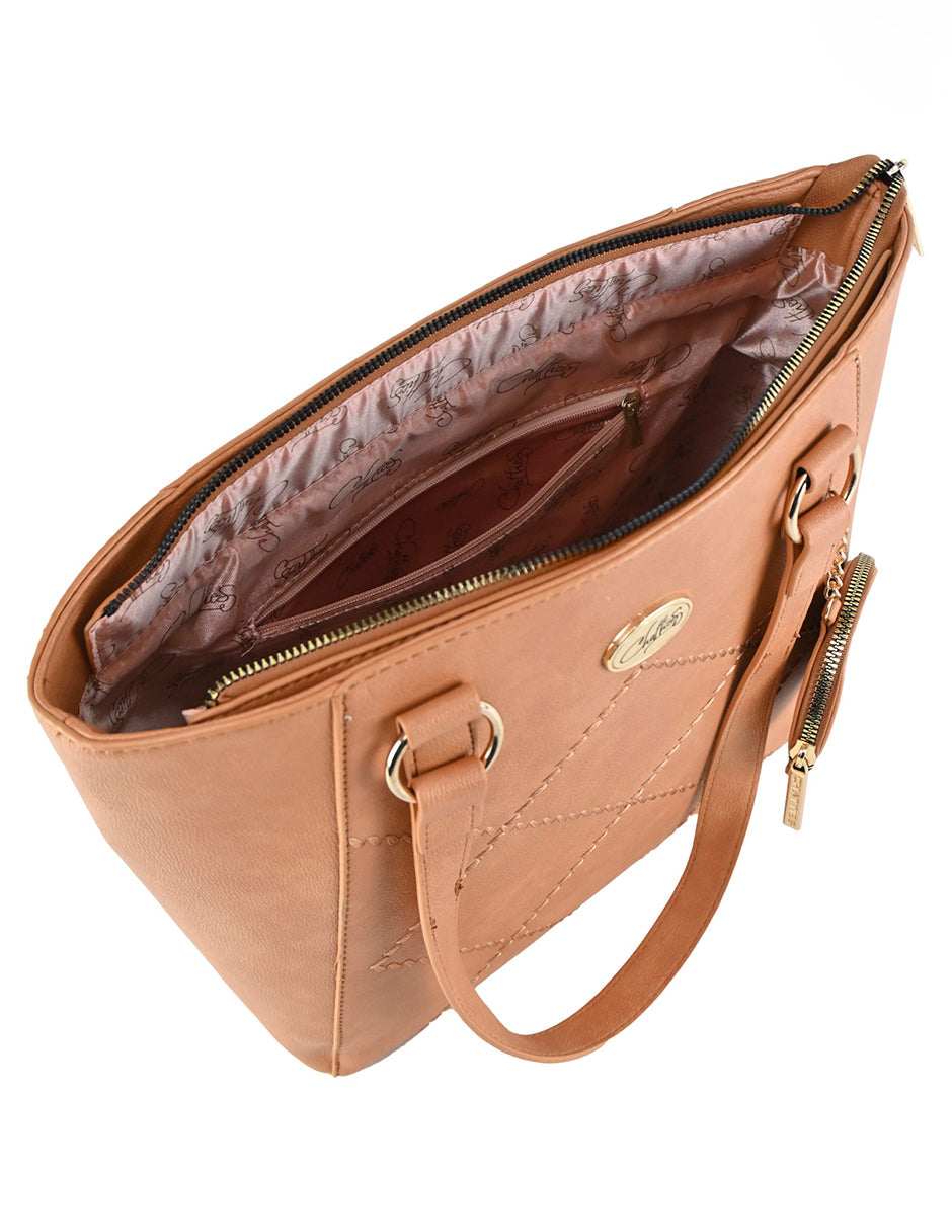 Bolso De Mano Minimalista Para Mujer Chatties Color Camello