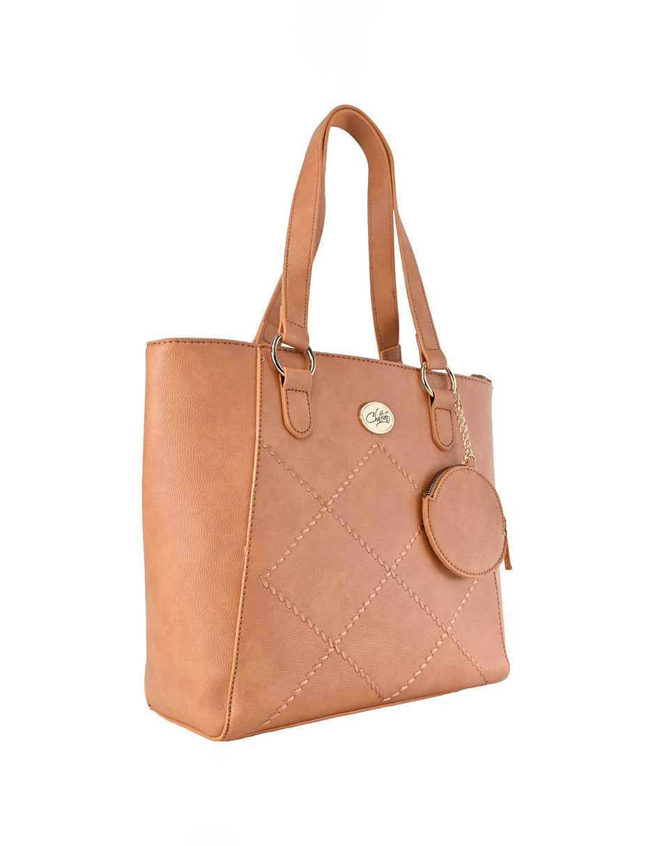 Bolso De Mano Minimalista Para Mujer Chatties Color Camello