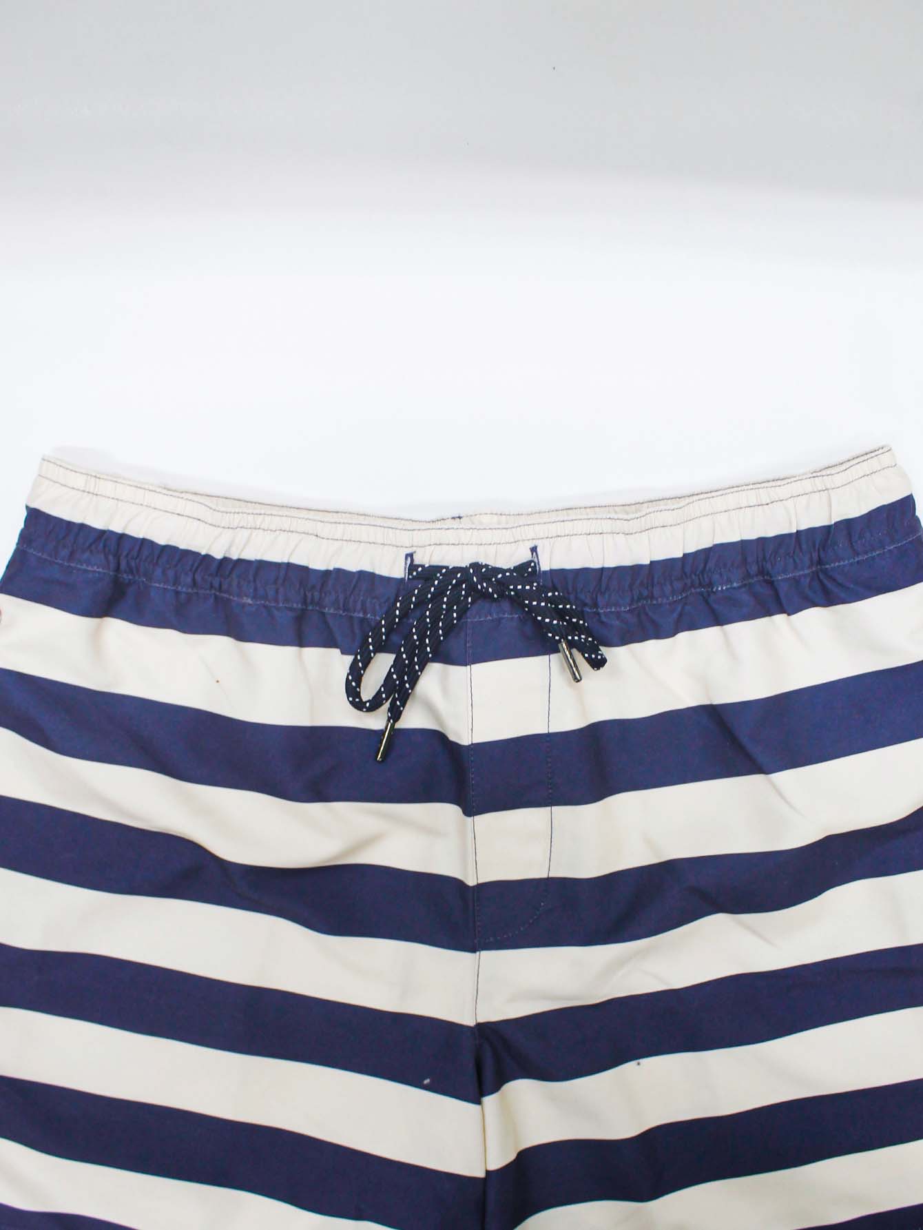 Traje De Baño Rayas Corto Playa Casual Para Hombre