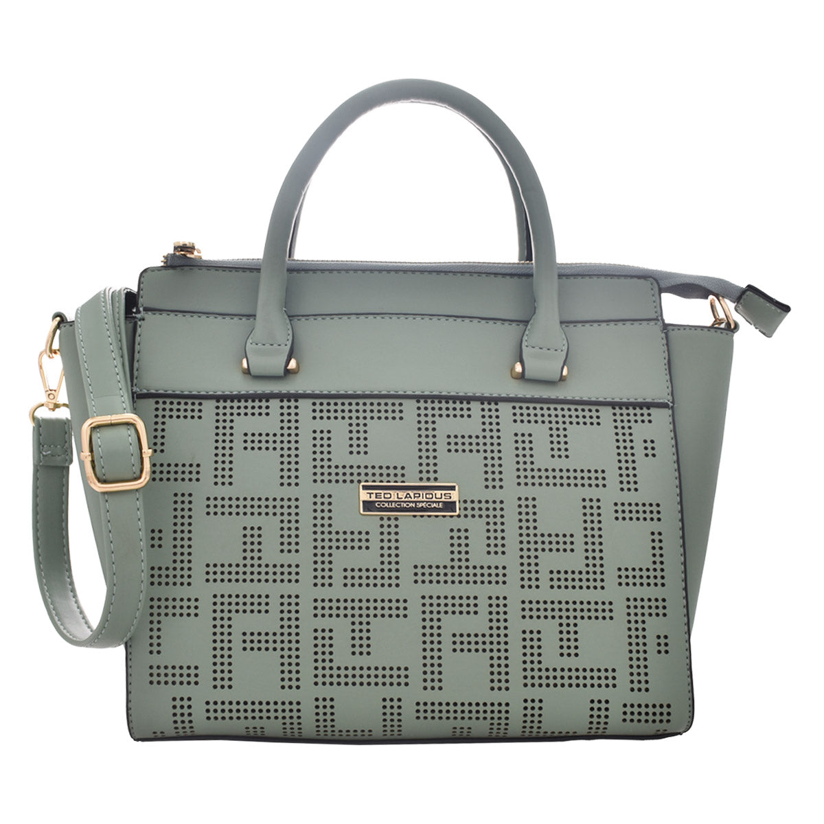 Bolsa Estampado Frontal Ted Lapidus Con Correa Larga Tote Menta