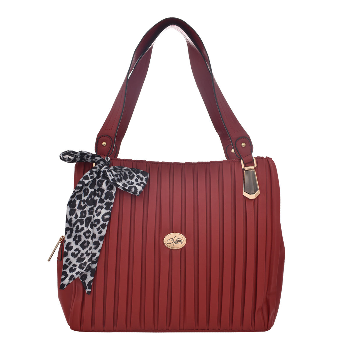 Bolsa Tote Chatties Moño Decorativo Diseño Rayas Color Rojo