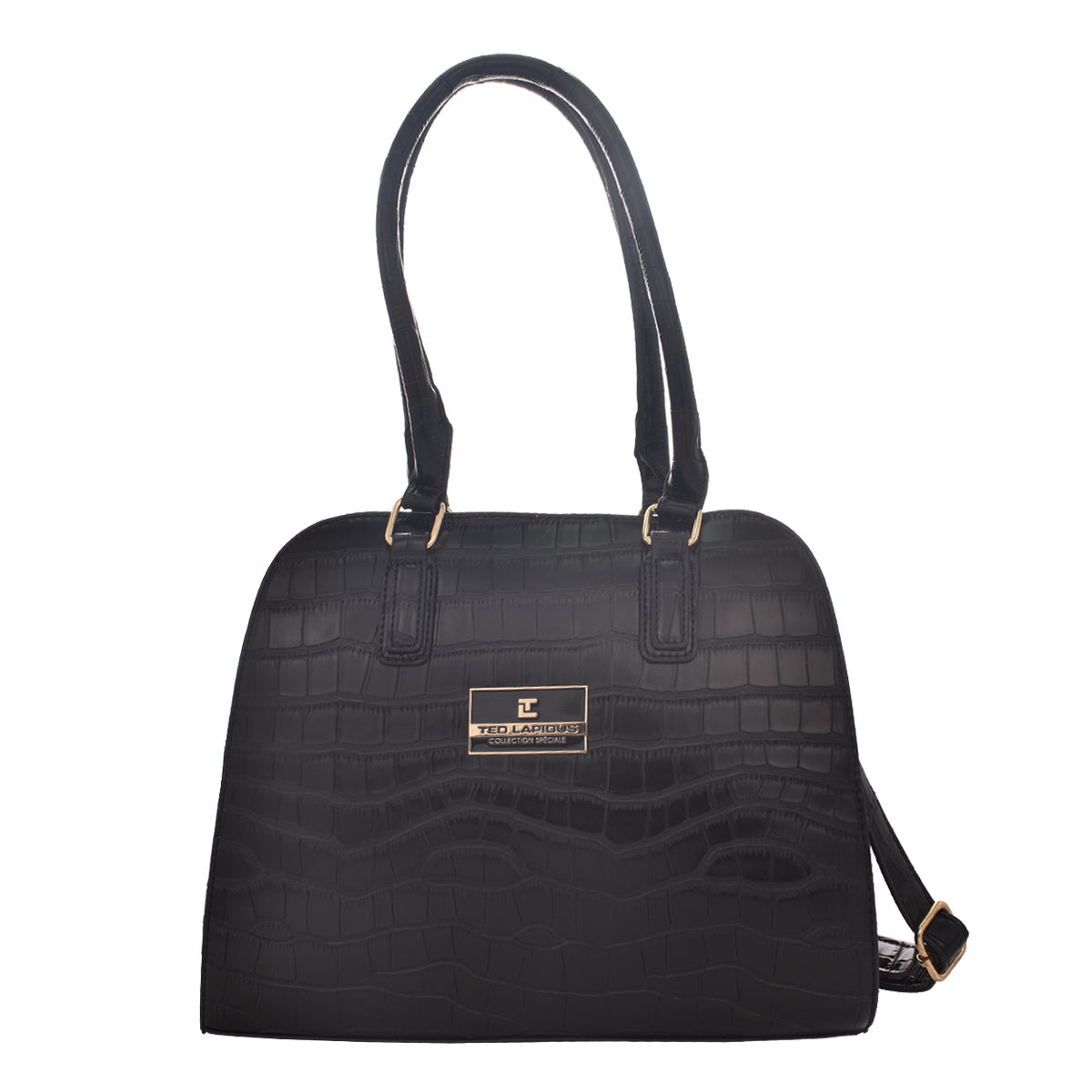 Bolsa [Ted Lapidus) Tote Estilo Piel De Cocodrilo Color Negro