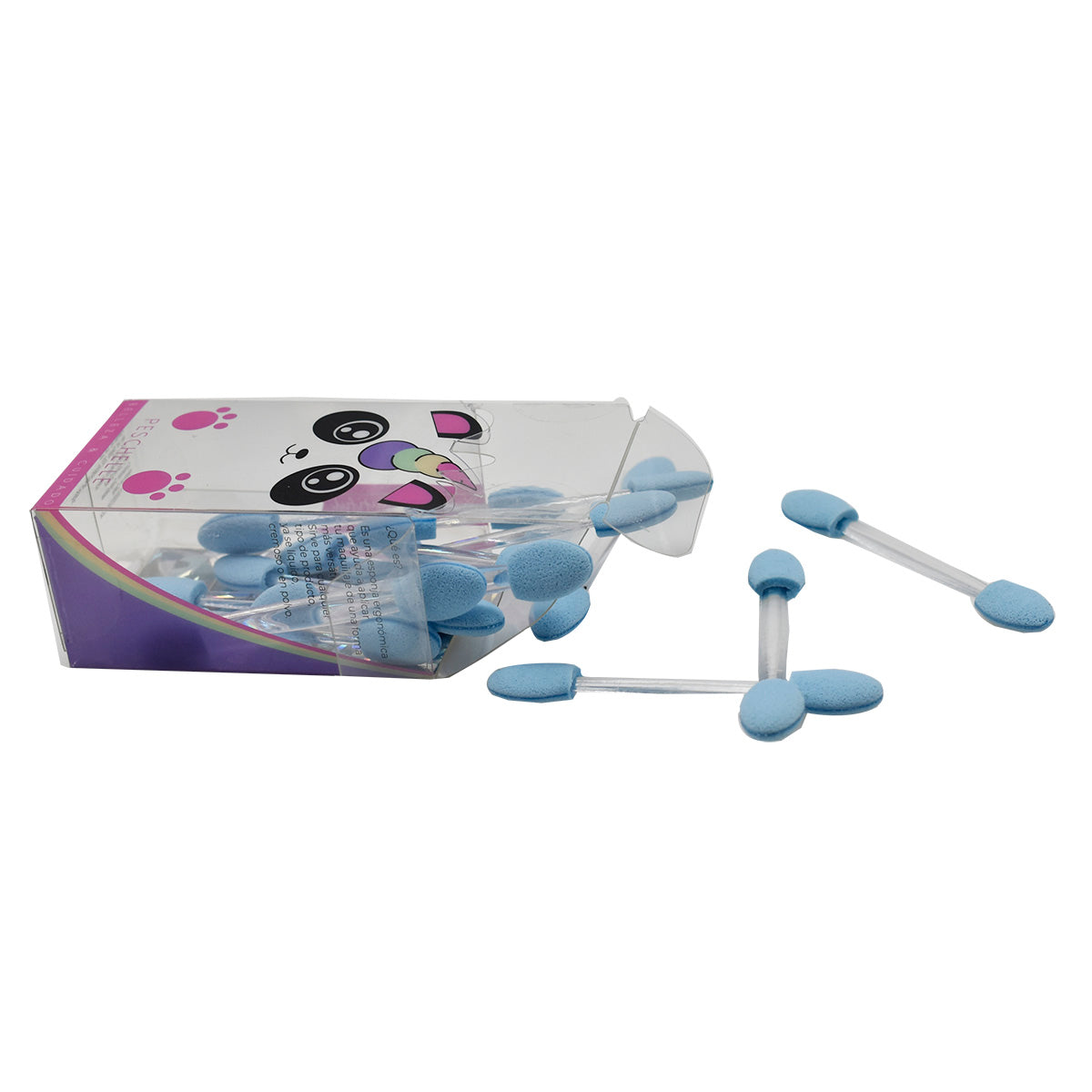 Kit 12 Brochas De Esponja Peschelle Para Maquillaje De Ojos Color Azul
