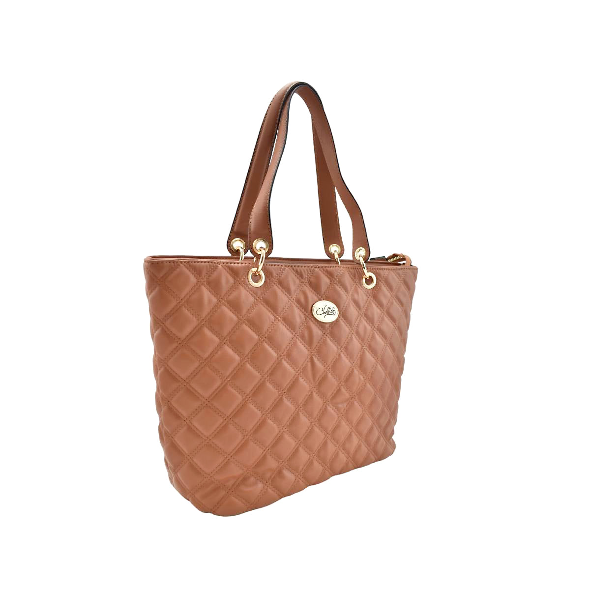 Bolsa Tipo Tote Diseño Rombos Chatties Color Camello