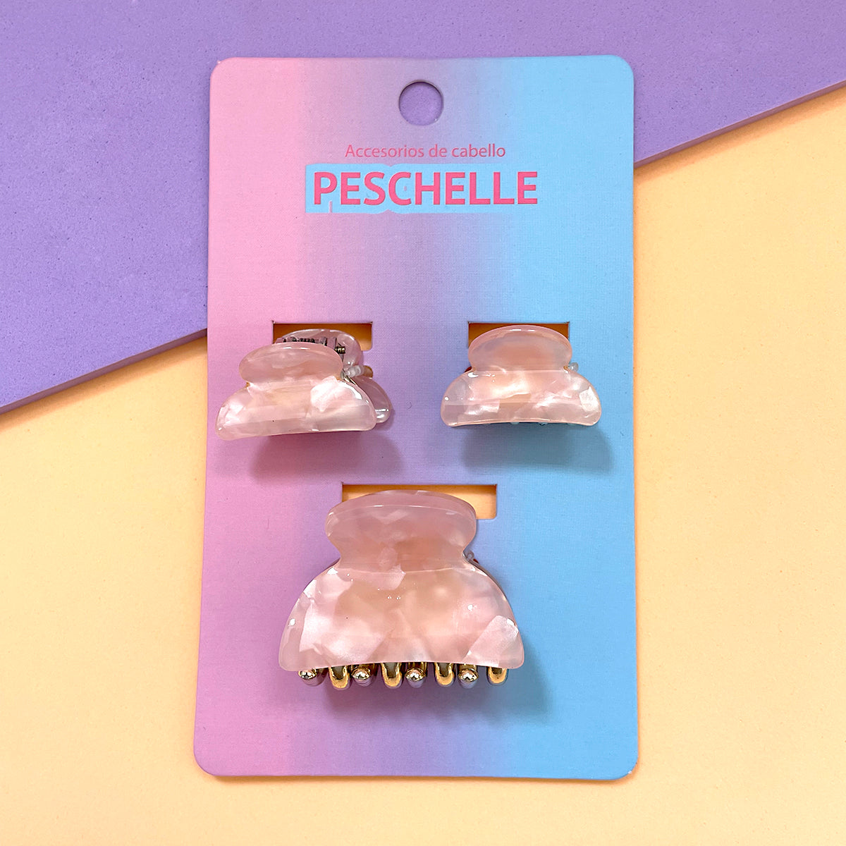 Set de 3 Pinzas para el cabello Peschelle color rosa
