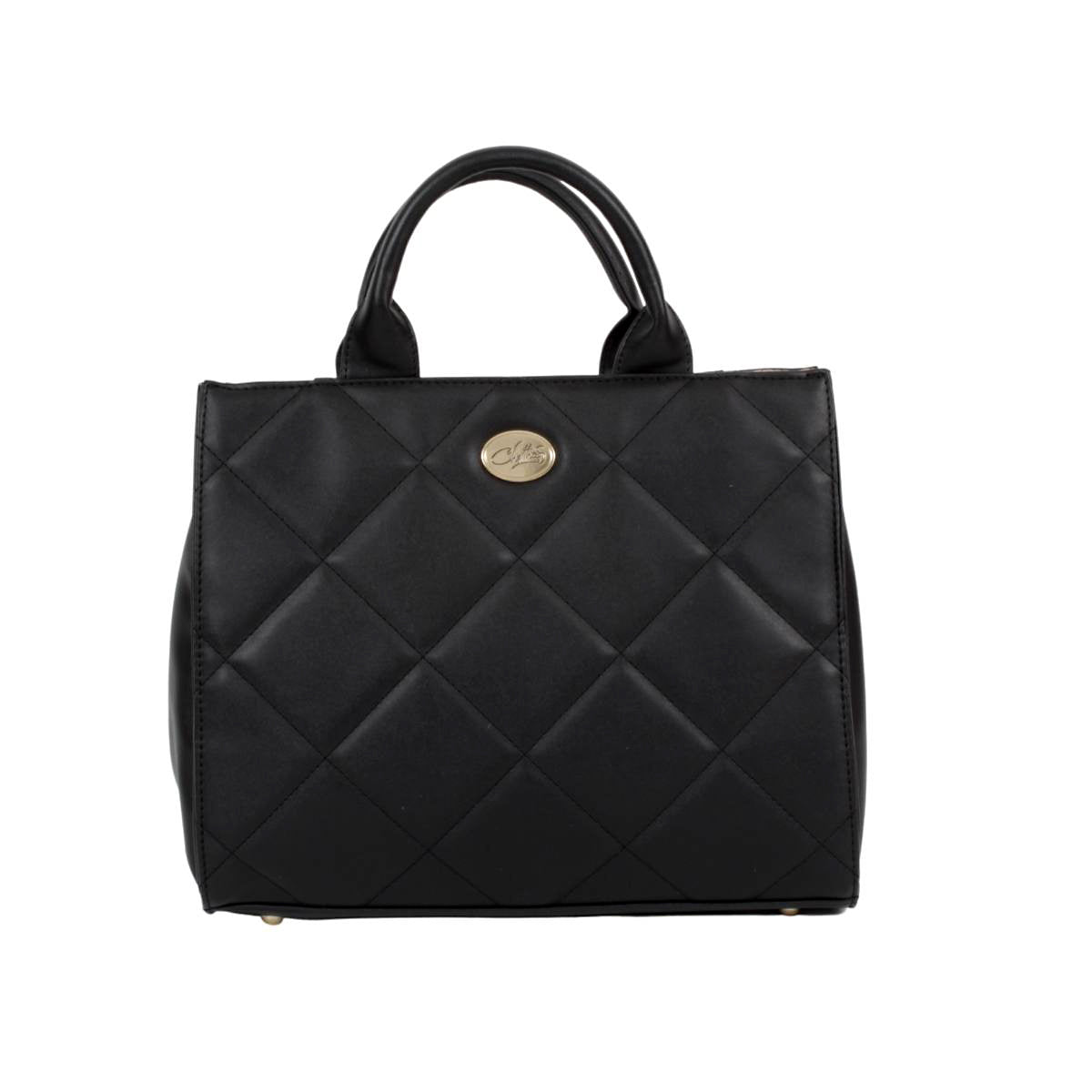 Bolsa Para dama Tipo Tote Crossbody Diseño Capitonado Rombos Negro (Chatties)