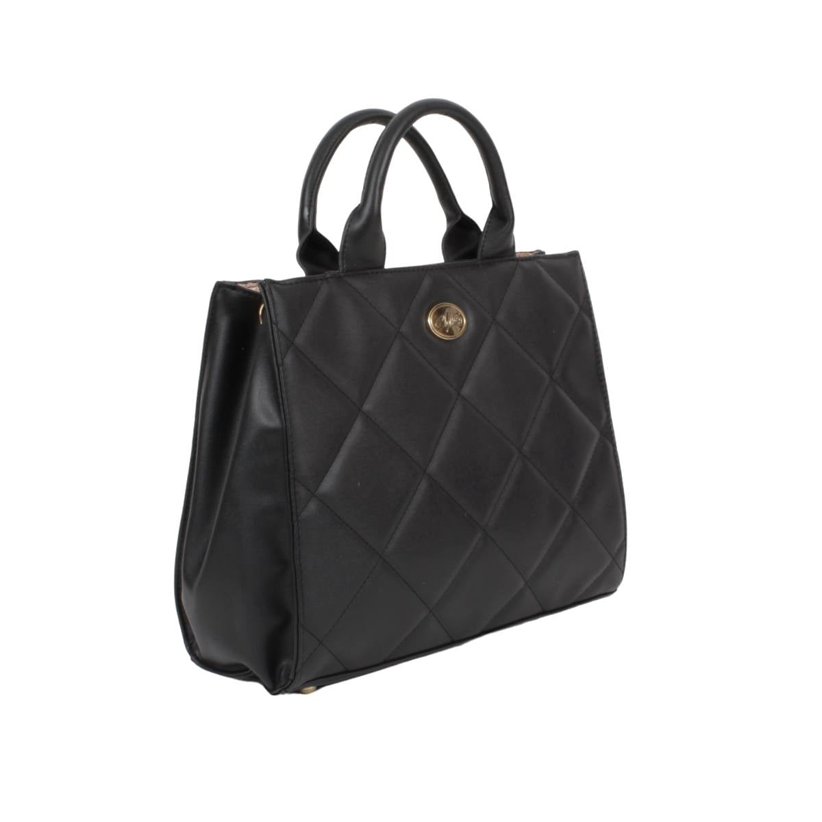 Bolsa Para dama Tipo Tote Crossbody Diseño Capitonado Rombos Negro (Chatties)