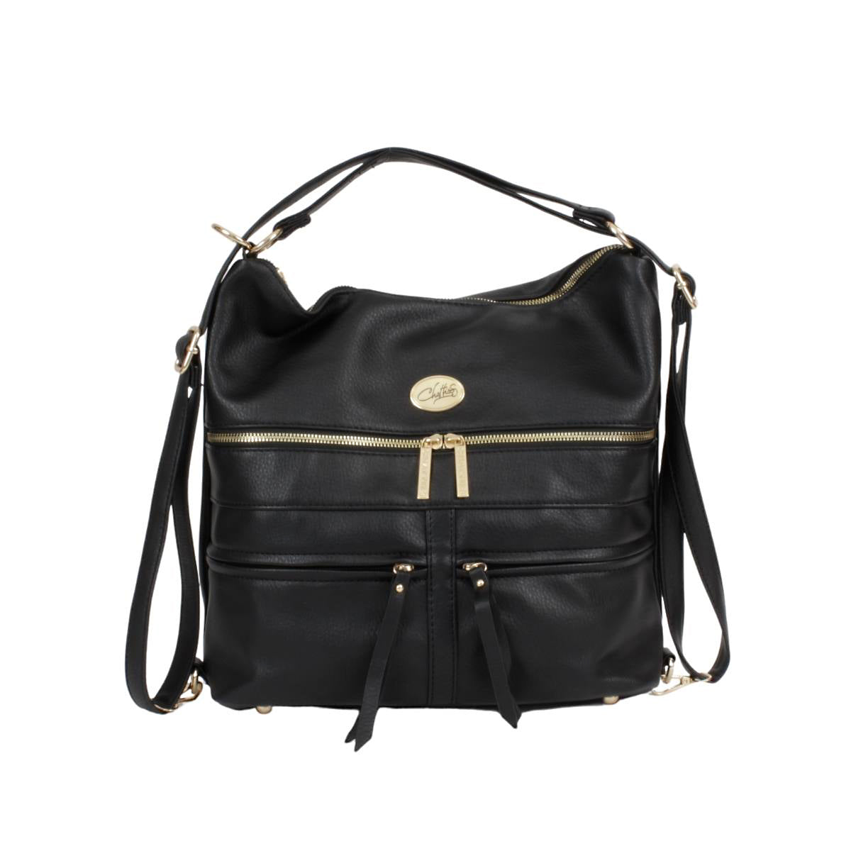 Bolsa Para Dama Crossbody Con Compartimentos Frontales Color Negro Chatties