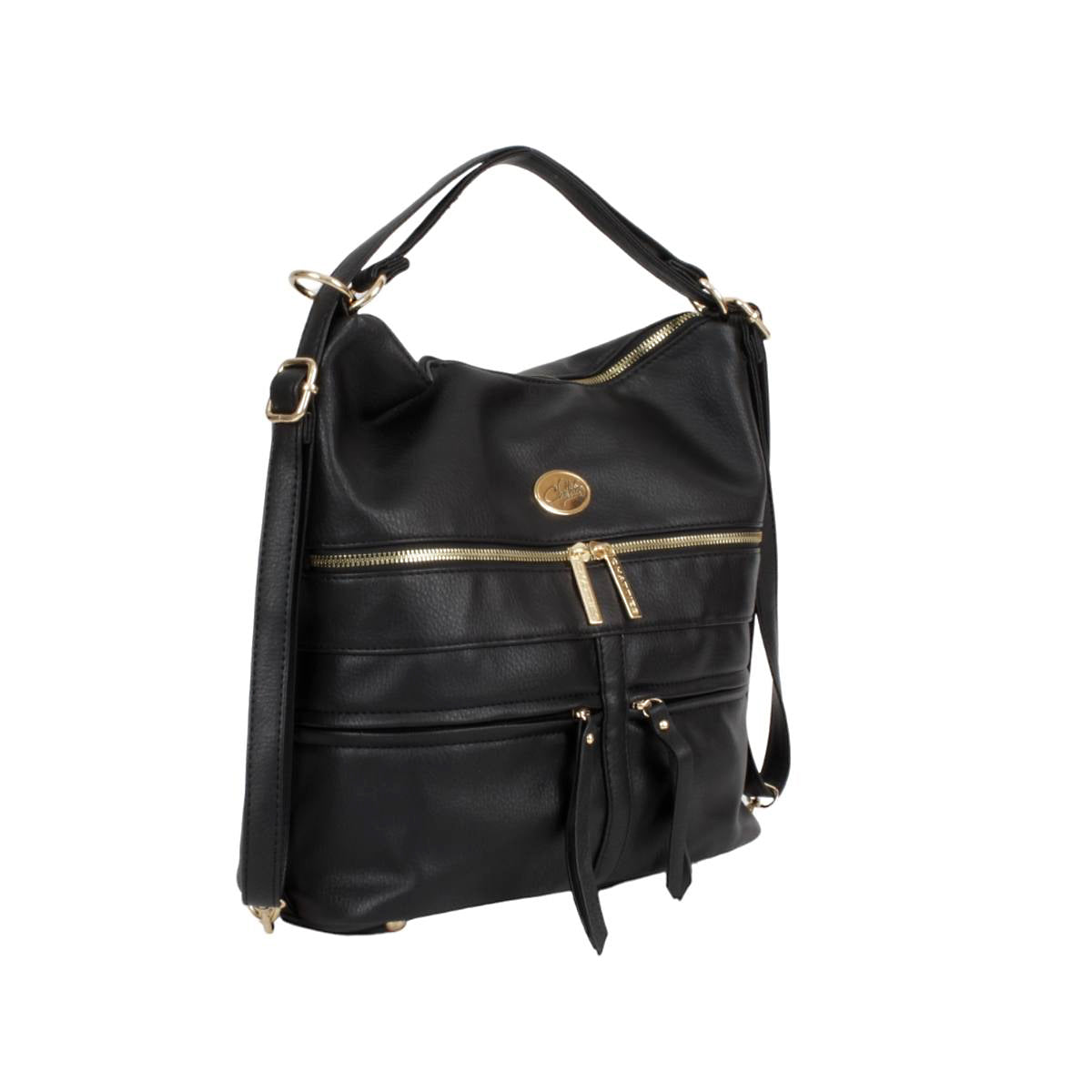 Bolsa Para Dama Crossbody Con Compartimentos Frontales Color Negro Chatties