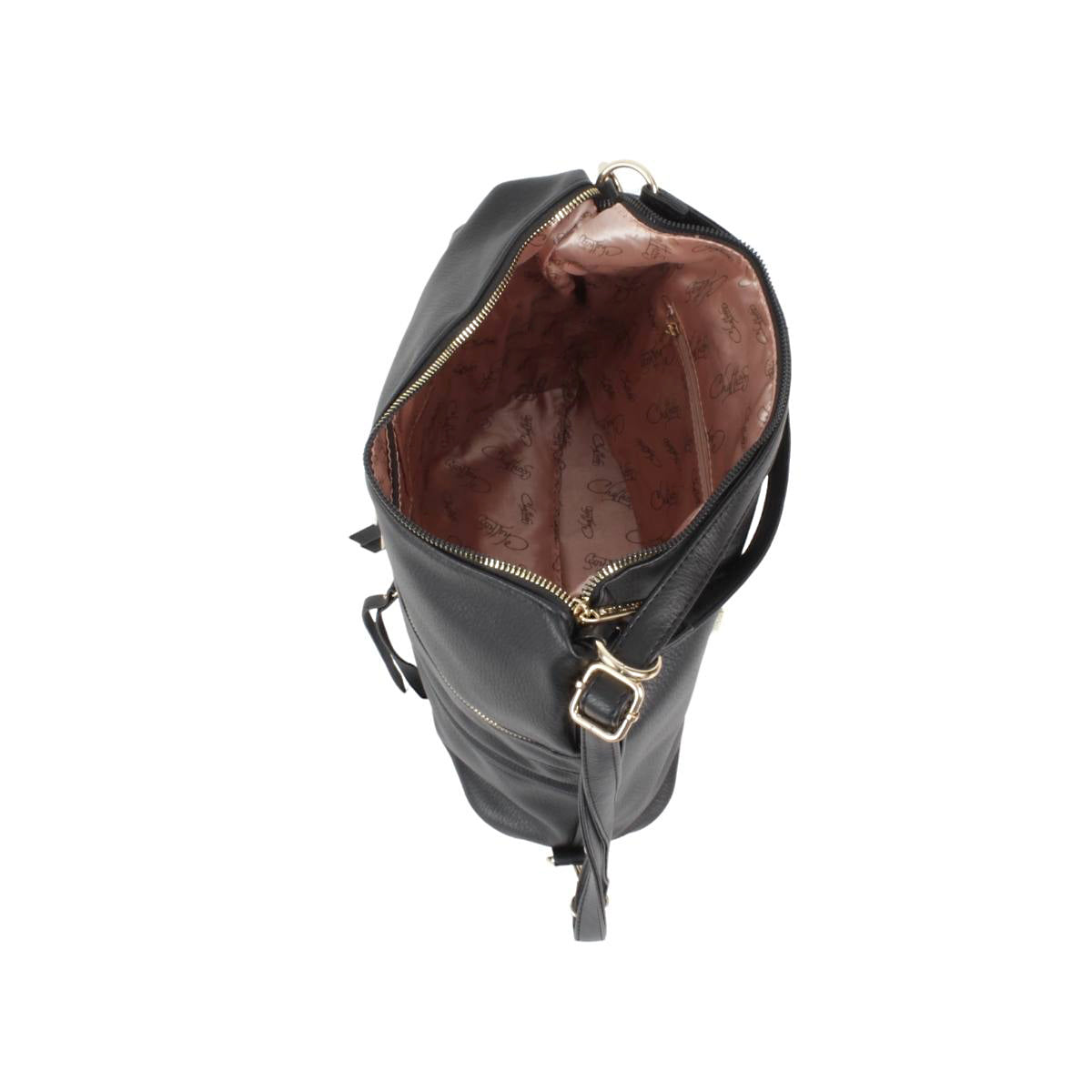 Bolsa Para Dama Crossbody Con Compartimentos Frontales Color Negro Chatties