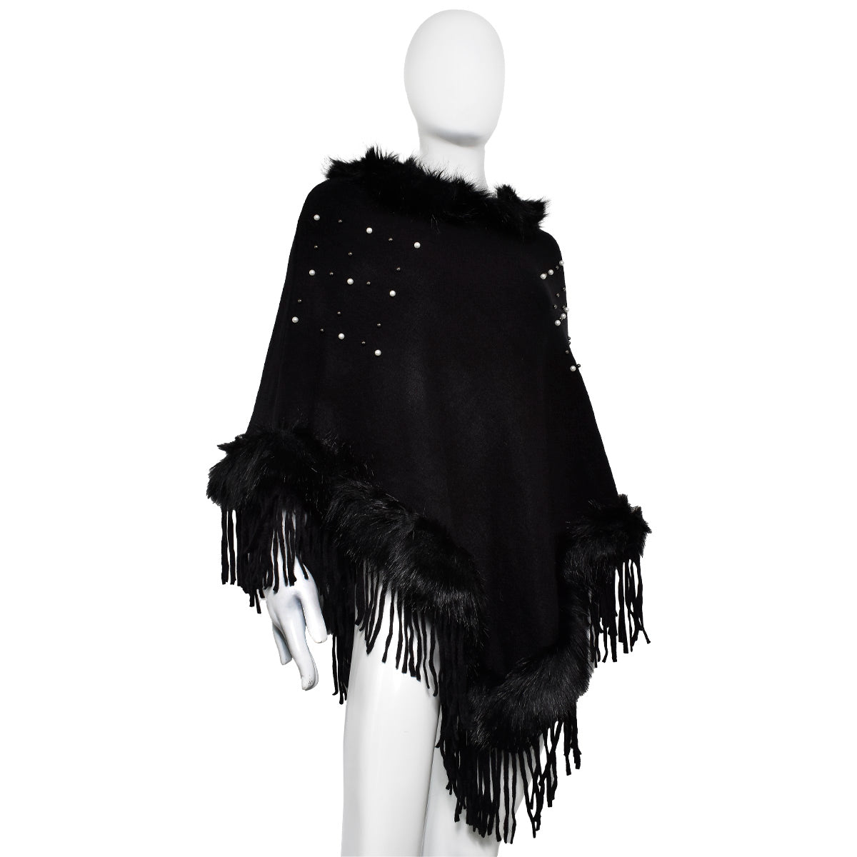 Capa Invernal Para Dama Color Negro Con Detalles en Blanco