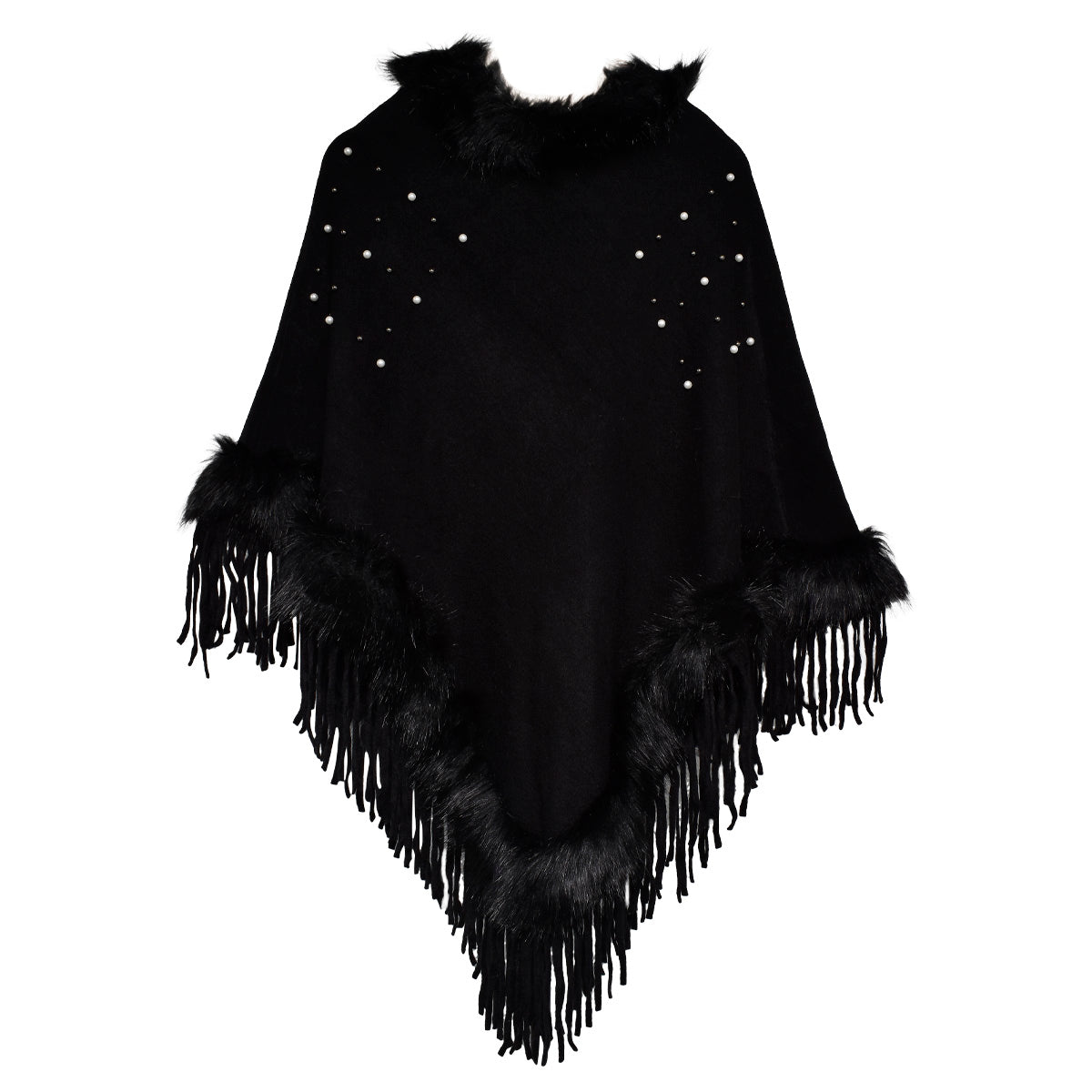 Capa Invernal Para Dama Color Negro Con Detalles en Blanco
