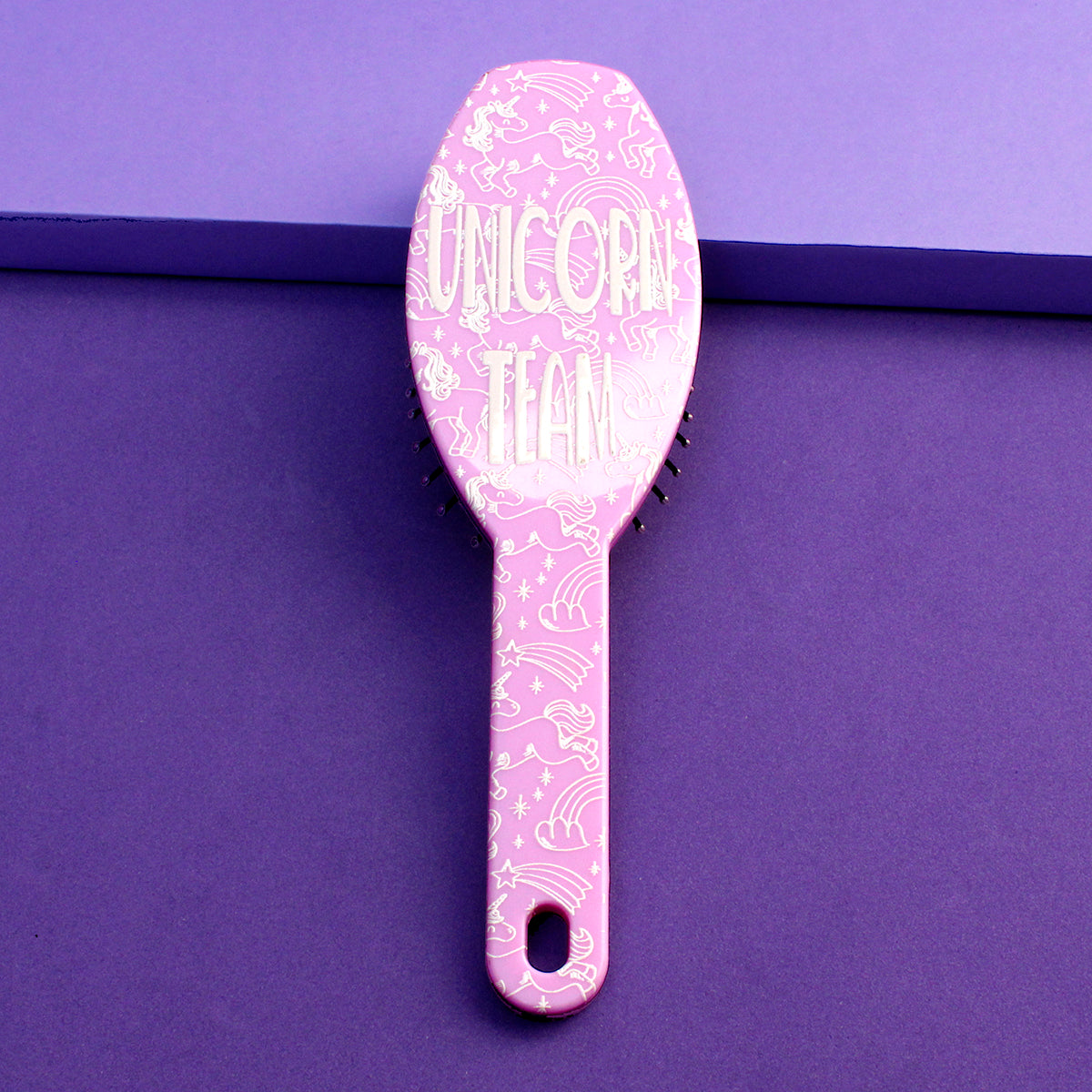 Cepillo cuadrado acojinado con diseño de Unicorn Team