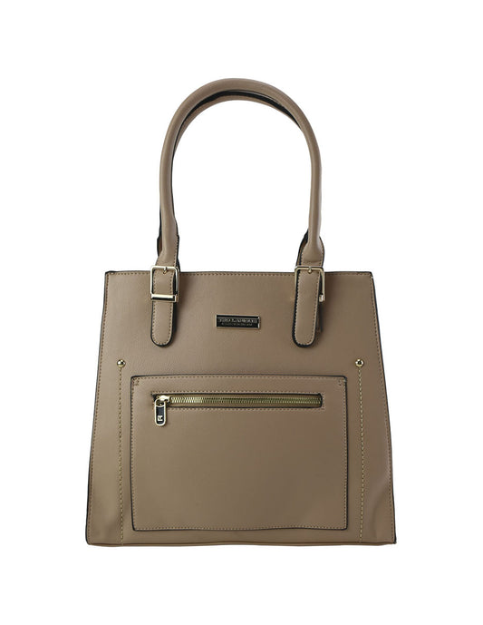 Bolso De Hombro Grande Tote Con Compartimentos Color Carne Ted Lapidus