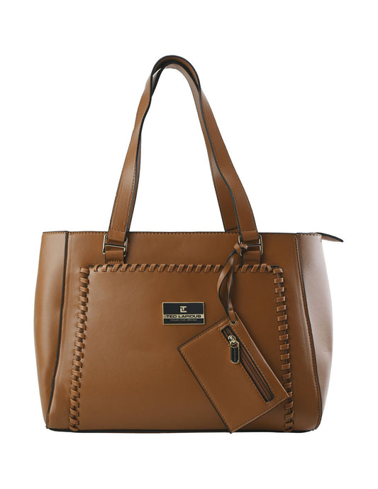Bolso De Hombro Con Monedero Ted Lapidus Color Camello