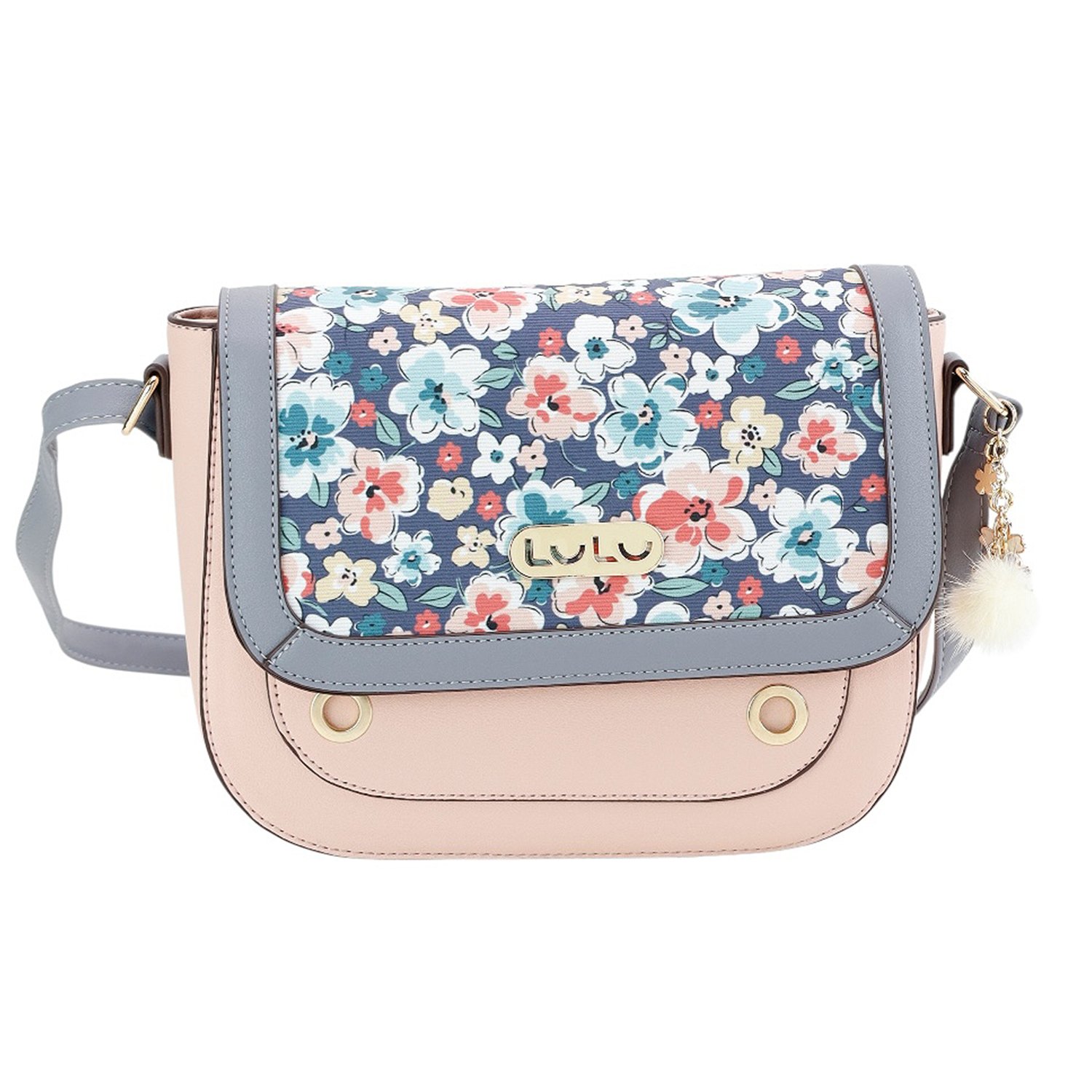 Cruzada Lulu con Solapa Floreada color rosa