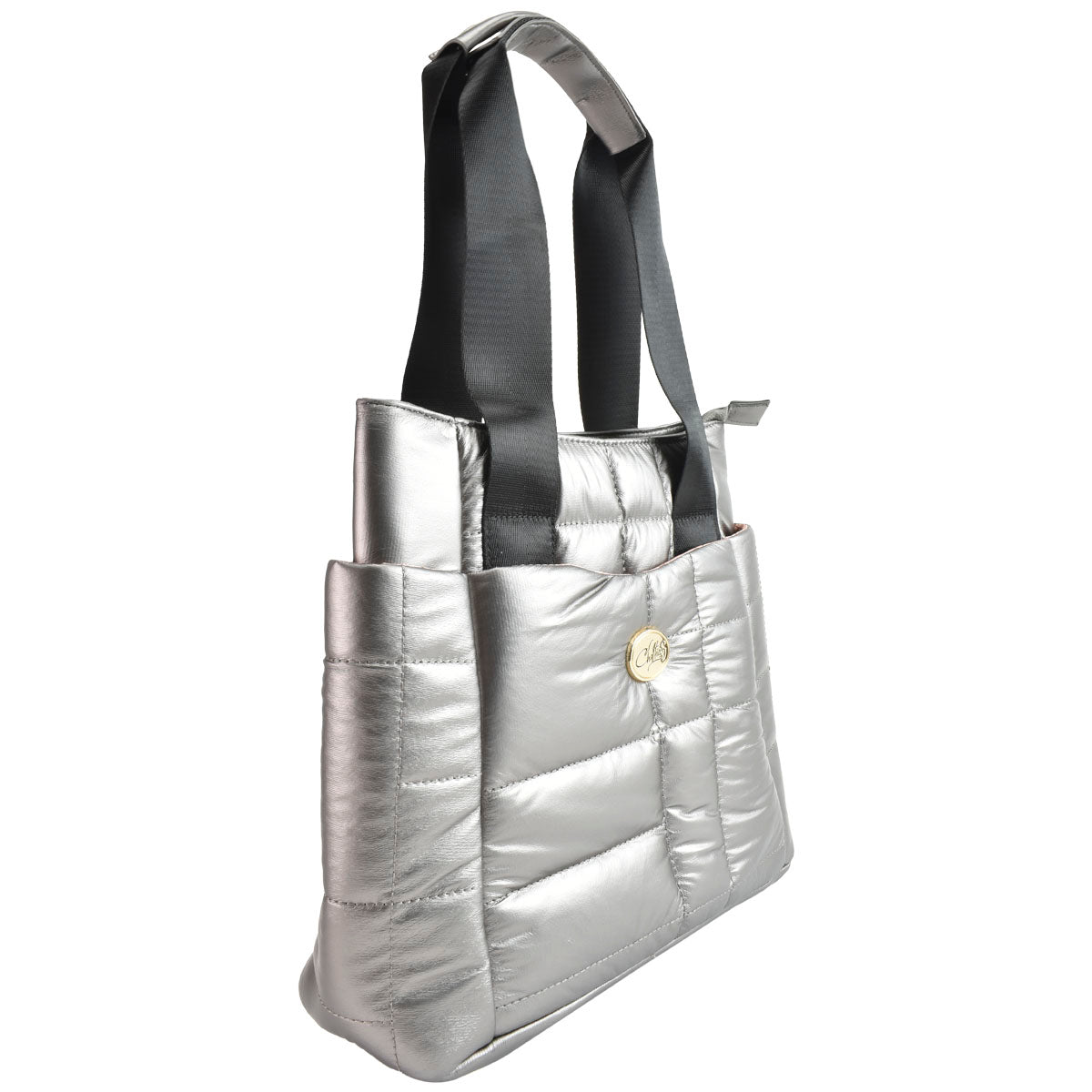 Bolsa Para Dama Diseño Capitonado Suave Pewter