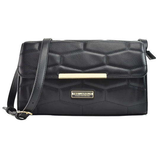 Bolsa Bandolera Para Dama Correa Reforzada Color Negro Ted Lapidus