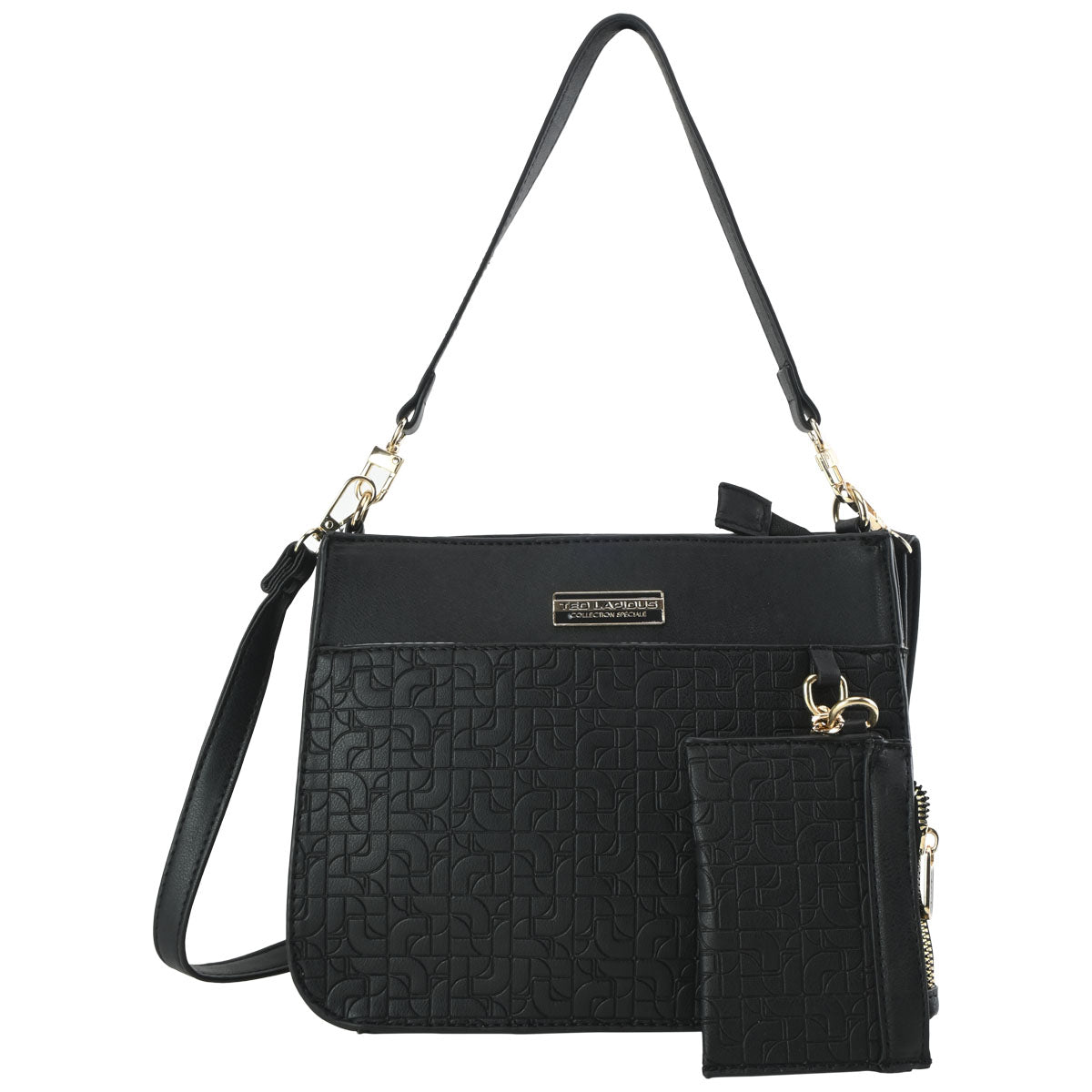 Bolso Práctico Estilo Bandolera Ted Lapidus Color Negro