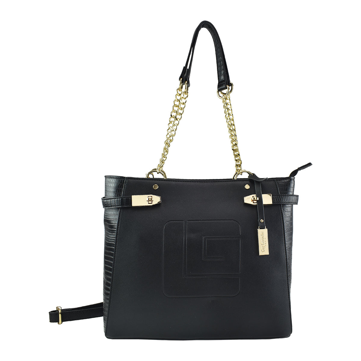 Elegante Bolso Guy Laroche De Mano Con Asa De Cadena