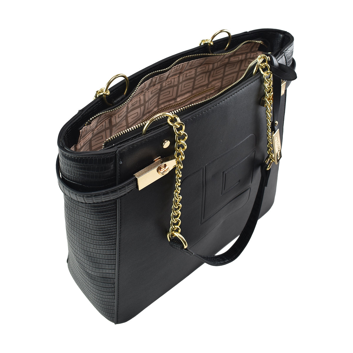 Elegante Bolso Guy Laroche De Mano Con Asa De Cadena