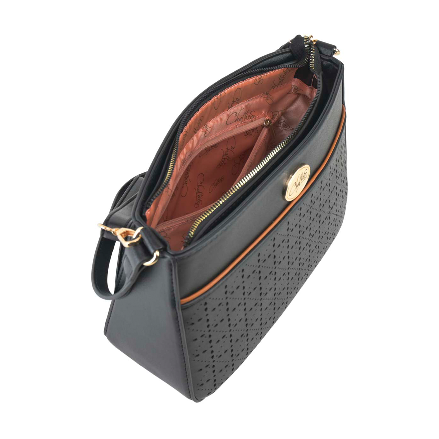 Cruzada Chatties con Doble Correa color negro