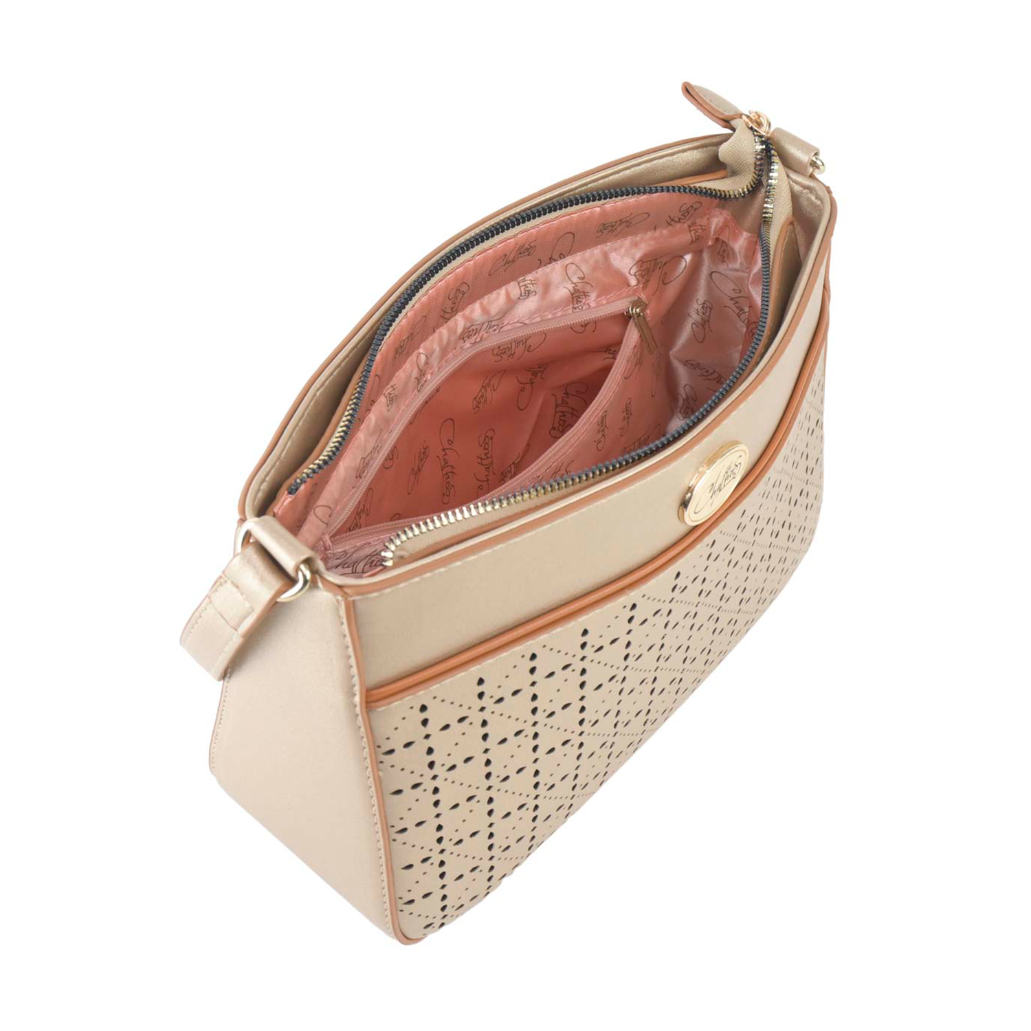 Cruzada Chatties con Doble Correa color beige