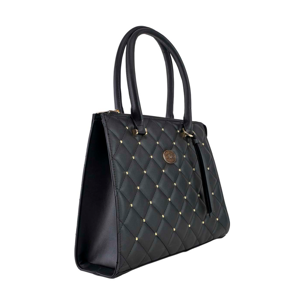 Satchel Chatties de Rombos Capitonado color negro
