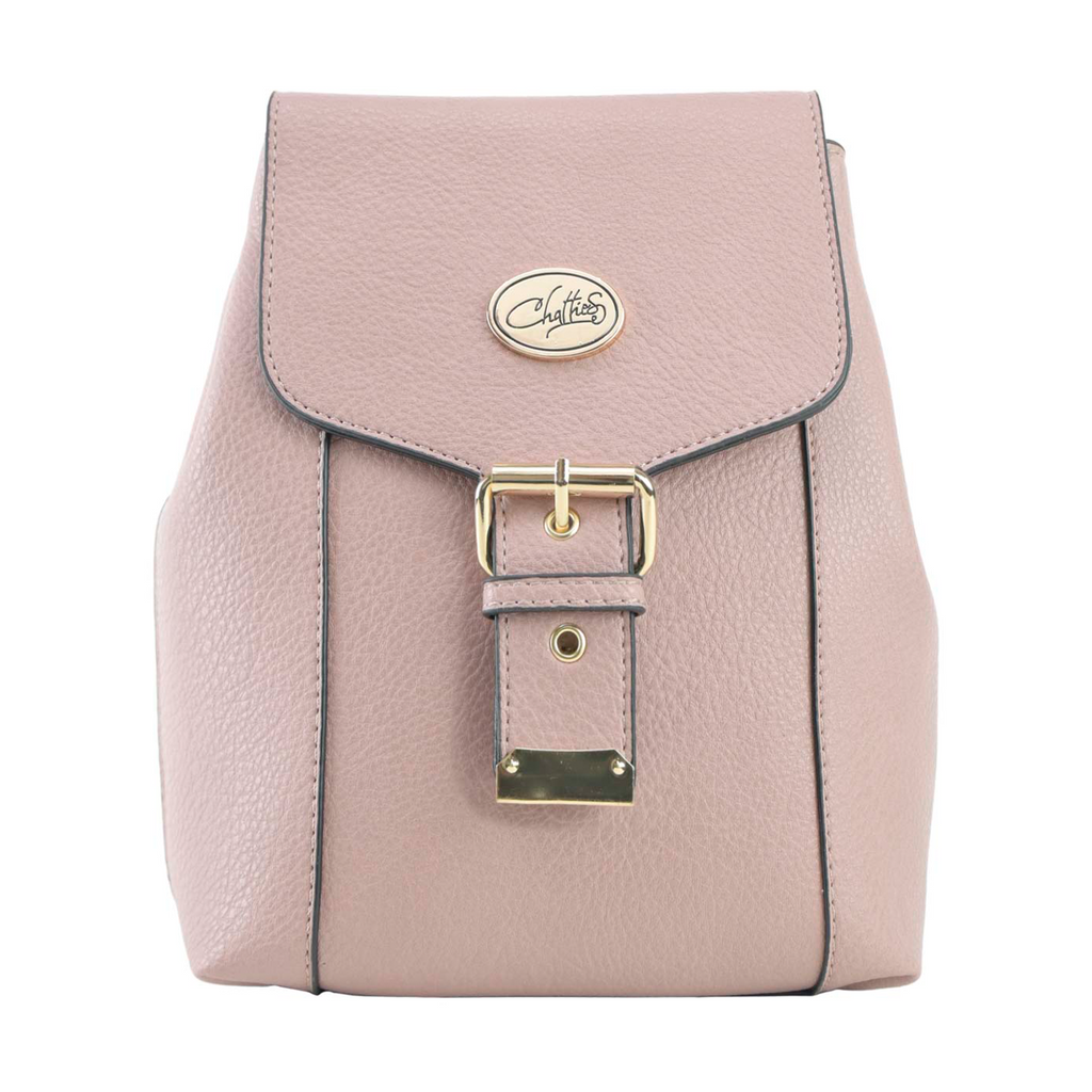 Mochila Chatties tipo Cuero con Hebilla color rosa