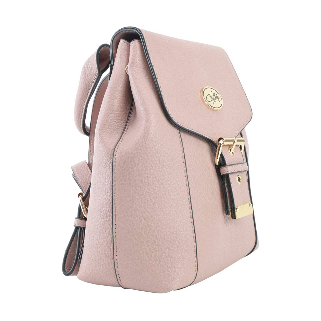 Mochila Chatties tipo Cuero con Hebilla color rosa