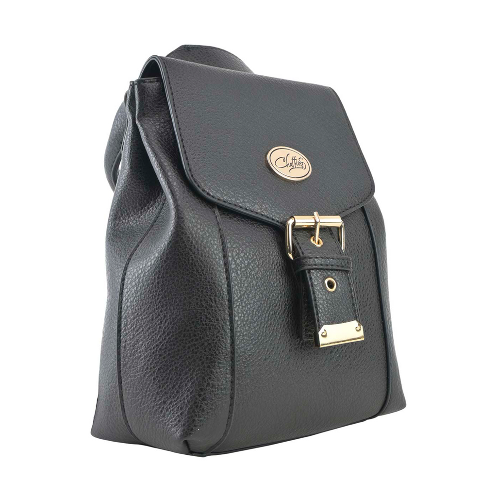 Mochila Chatties tipo Cuero con Hebilla color negro