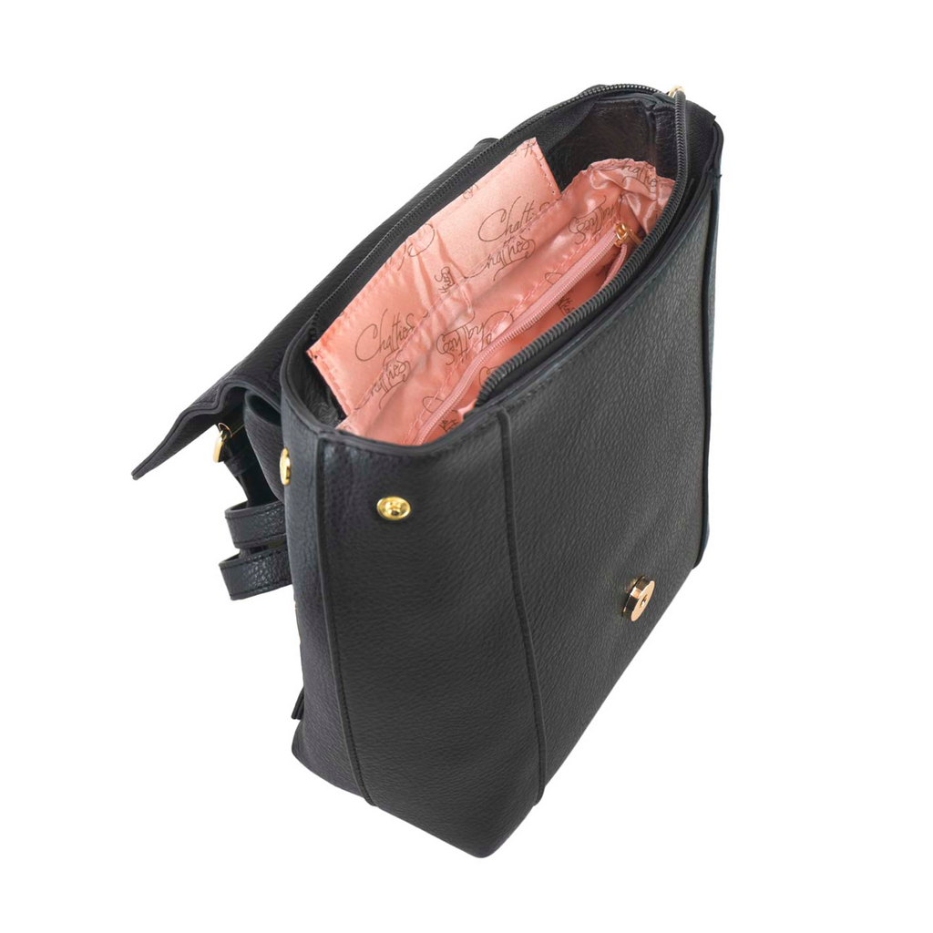 Mochila Chatties tipo Cuero con Hebilla color negro
