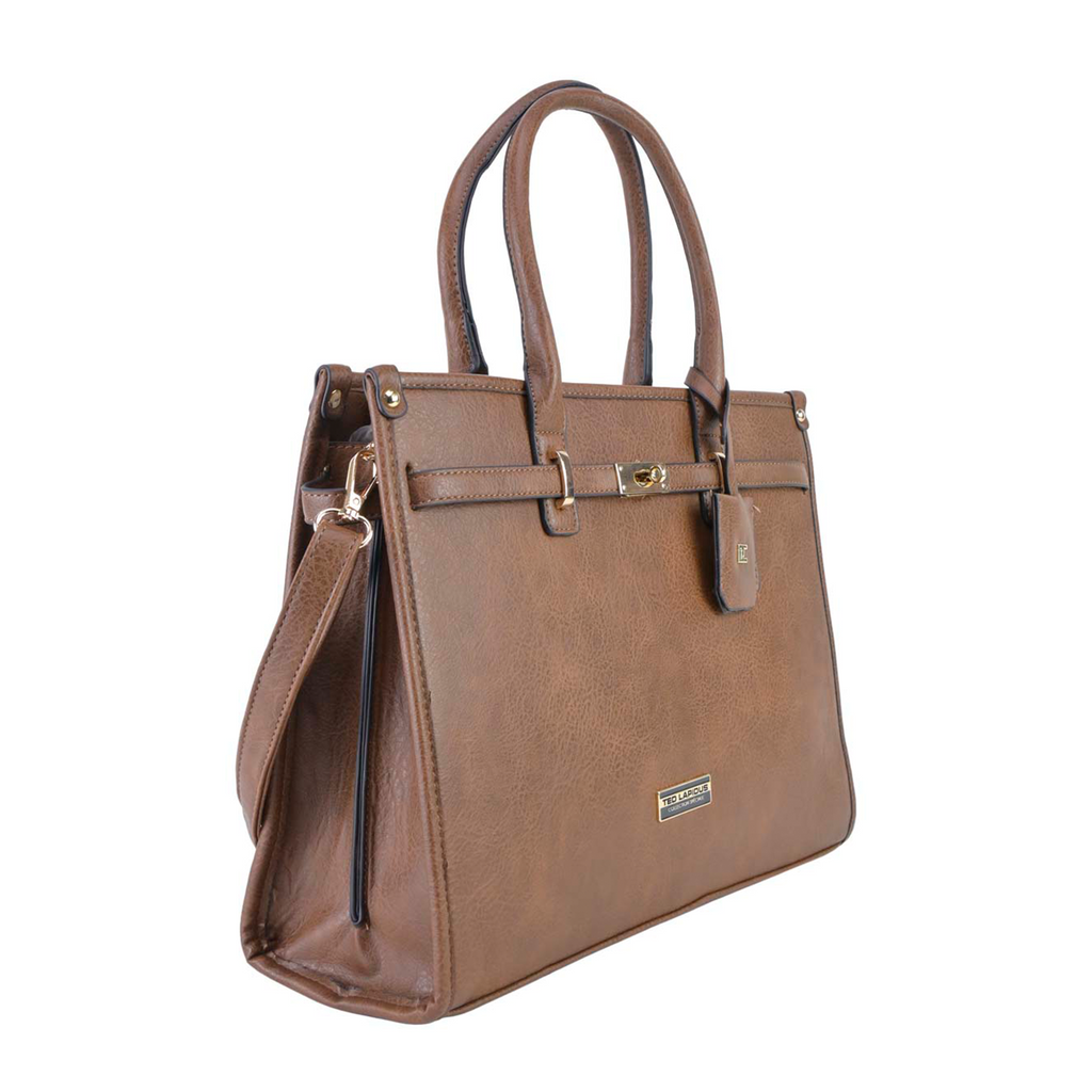 Satchel Ted Lapidus Amplia con Correa color cafe