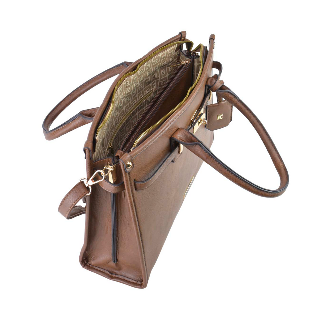 Satchel Ted Lapidus Amplia con Correa color cafe
