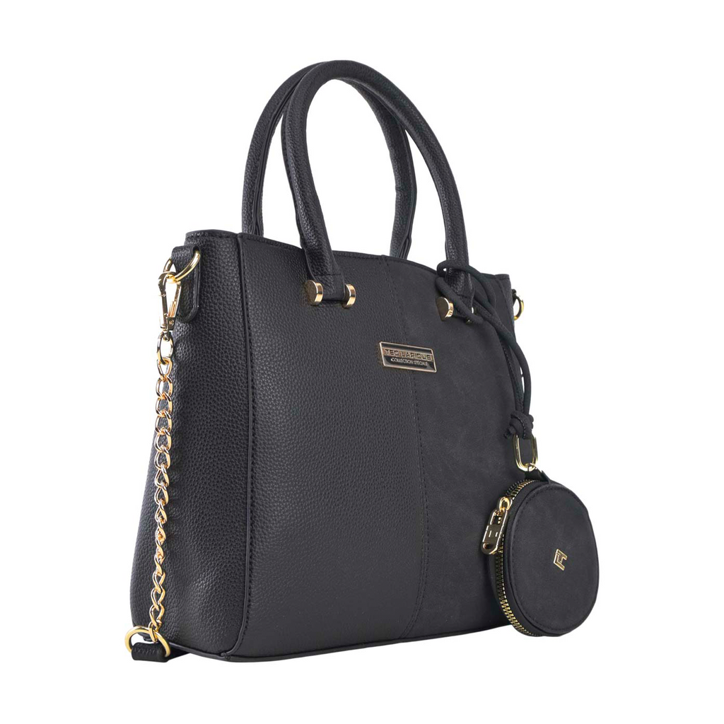 Satchel Ted Lapidus Bicolor con Monedero color negro
