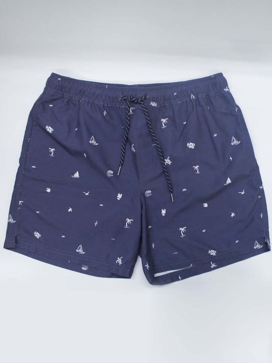 Traje De Baño Azul Oscuro Corto Playa Casual Para Hombre